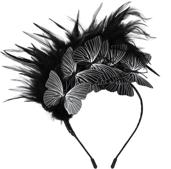 Cintura per capelli con farfalle - Cappello degli anni '20 - Accessori per capelli decorati - Materiale morbido - Leggero e comodo - Diametro 11 cm