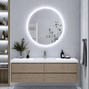Specchio tondo led dimmerabile con interruttore touch per arredo bagno elegante da parete *** misura Ø60, tonalità ...