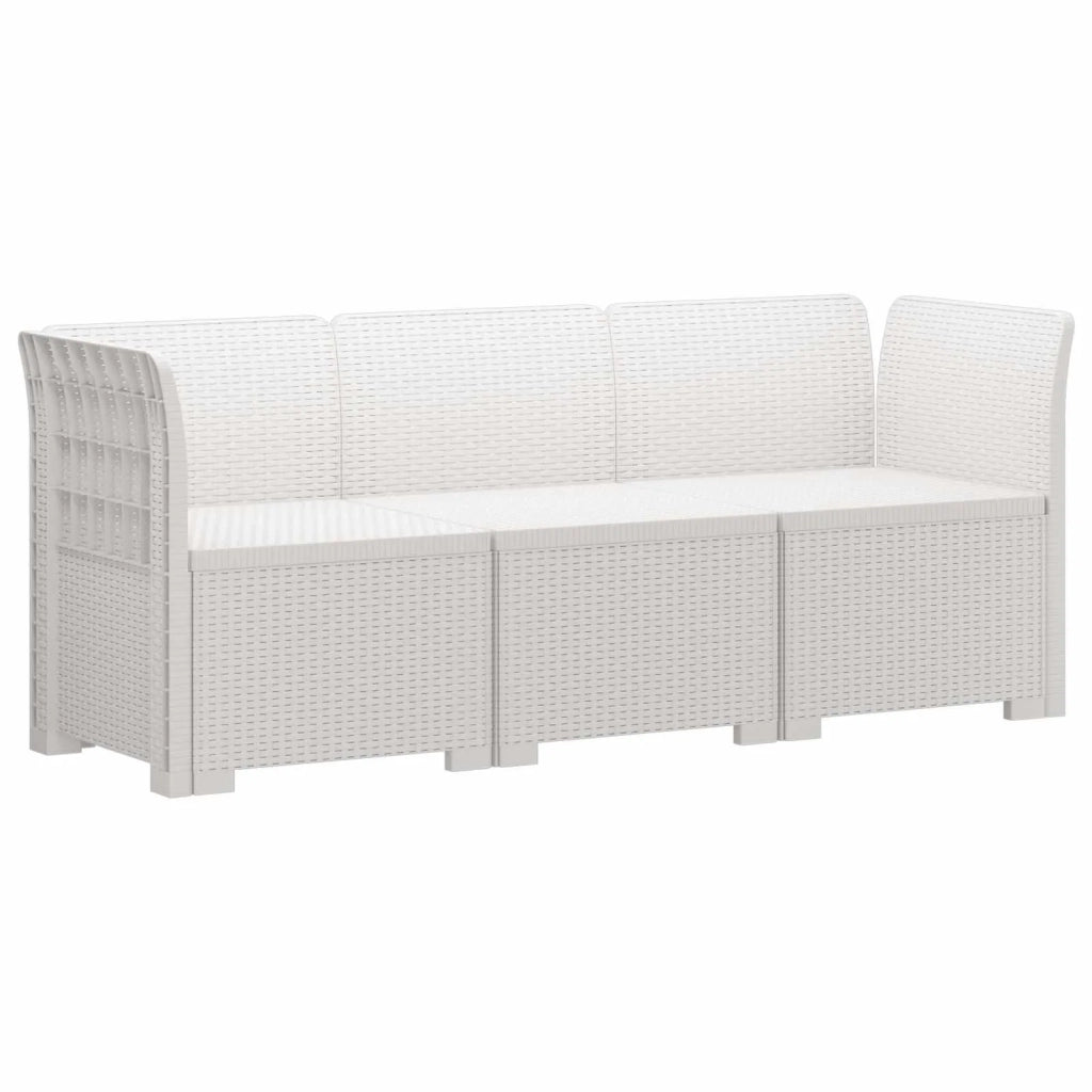 Divano da Giardino a 3 Posti in Aspetto Rattan PP Bianco 3443816