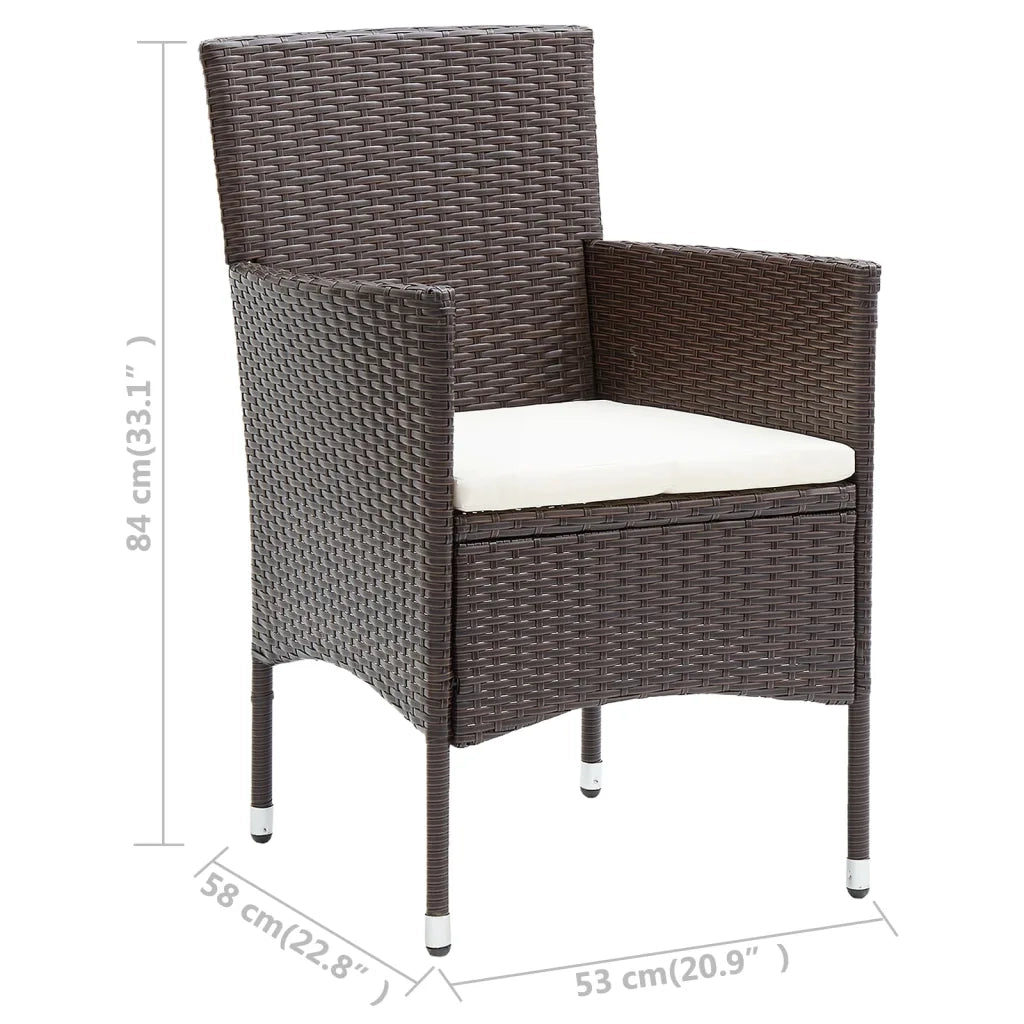 Sedie da Pranzo per Giardino 4 pz in Polyrattan Marrone 310565