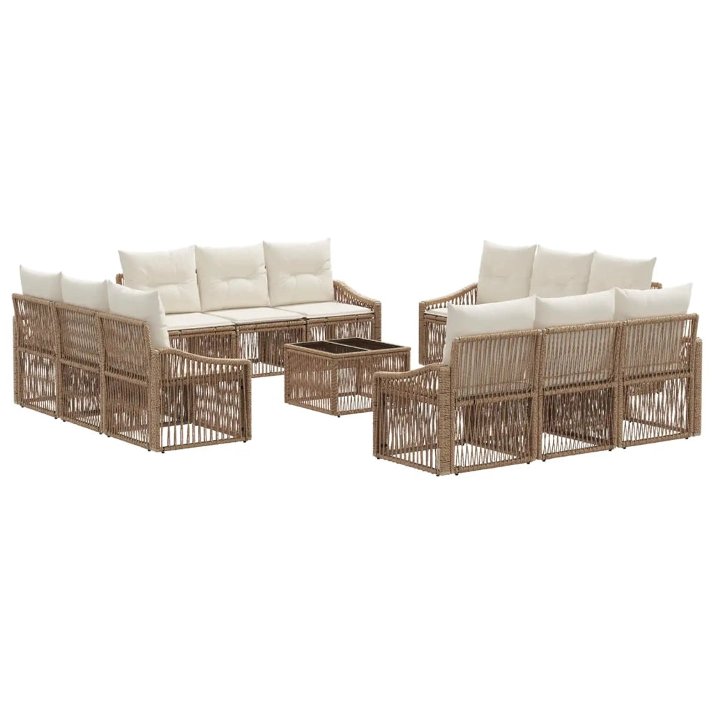 Set Divano da Giardino 13 pcs Beige polyrattan