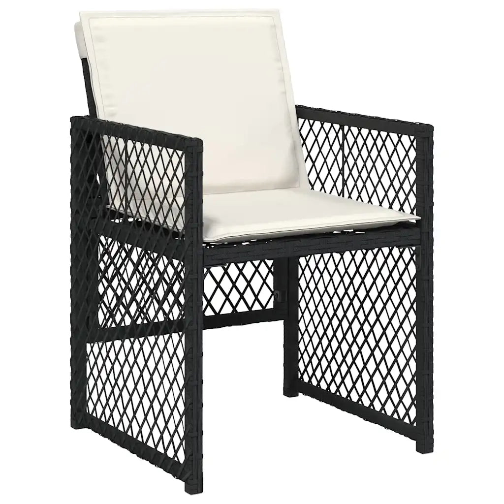 Set da Pranzo da Giardino 15 pz con Cuscini Nero in Polyrattan 3210819