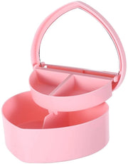 Scatola per gioielli con base antiscivolo - 13,5 x 13,5 x 5,5 cm - colore rosa - peso leggero
