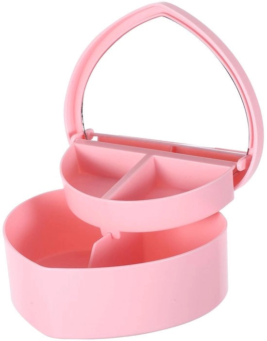 Scatola per gioielli con base antiscivolo - 13,5 x 13,5 x 5,5 cm - colore rosa - peso leggero