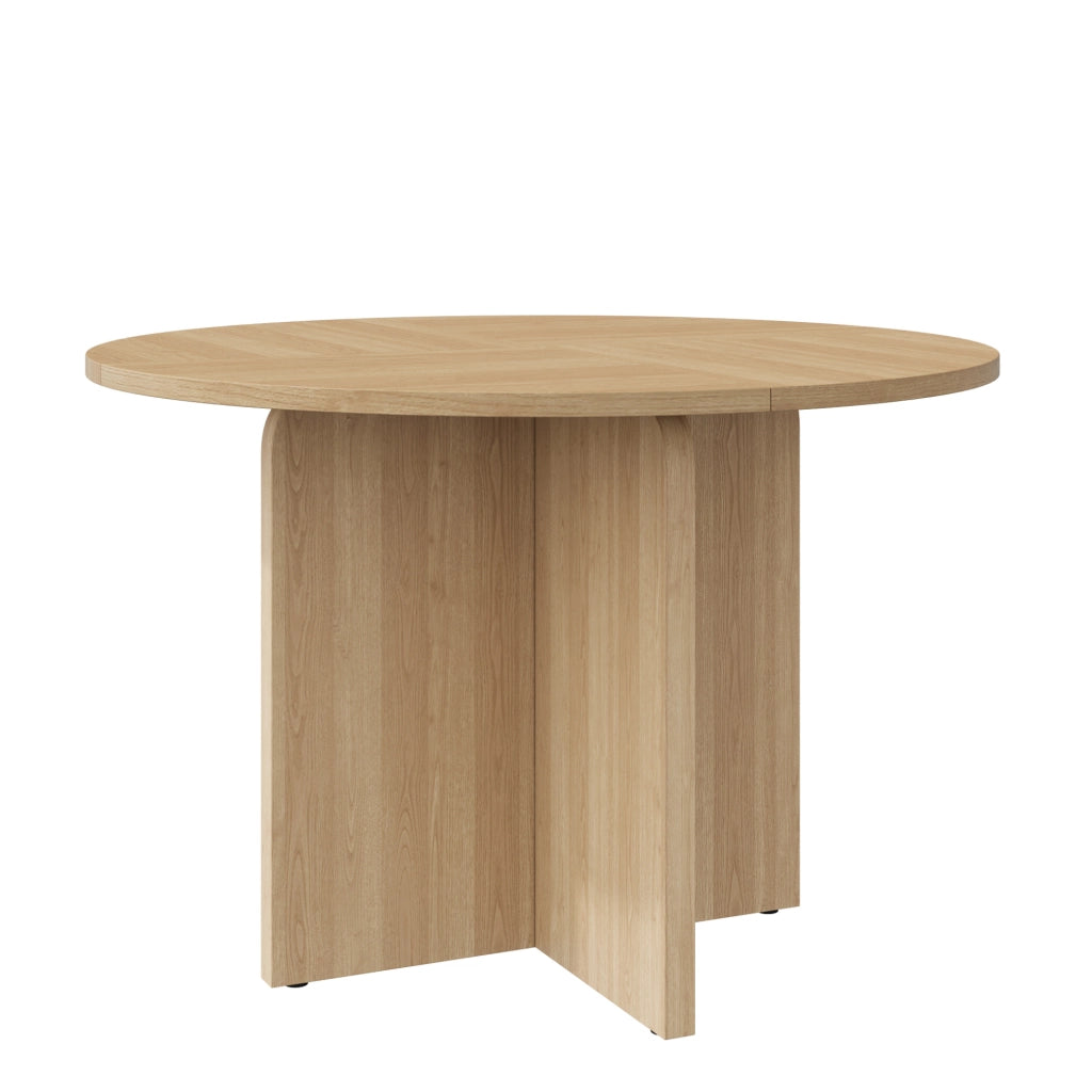 Tavolo da pranzo rotondo 120 cm in MDF colore rovere; stile nordico