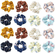 Accessori per capelli in chiffon, 16 pezzi, elastici e duraturi, stili per capelli con fermagli per coda in vari colori, morbidi e resistenti.