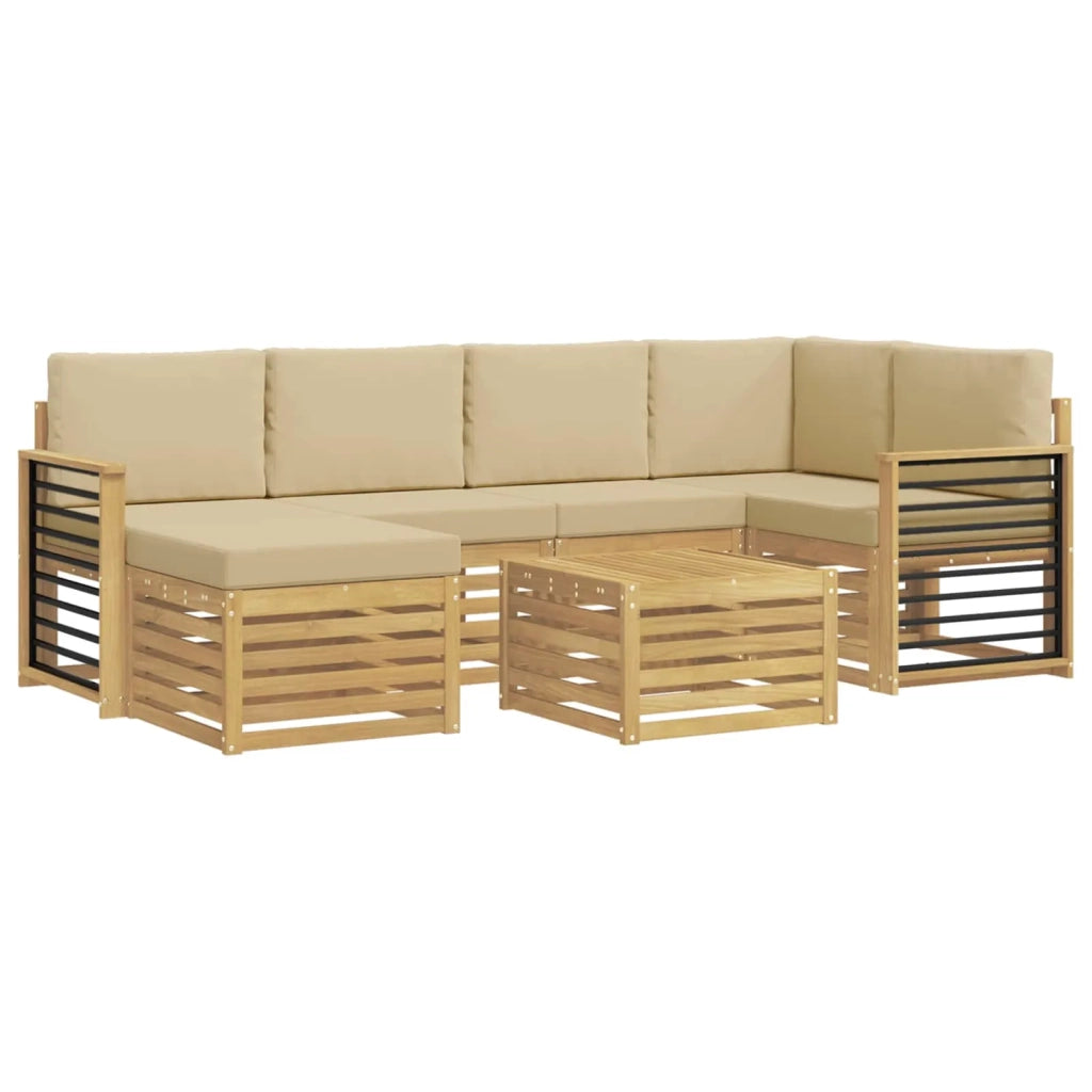 Set di divani da esterno 7 pcs Bianco e Beige Poliestere 3392168