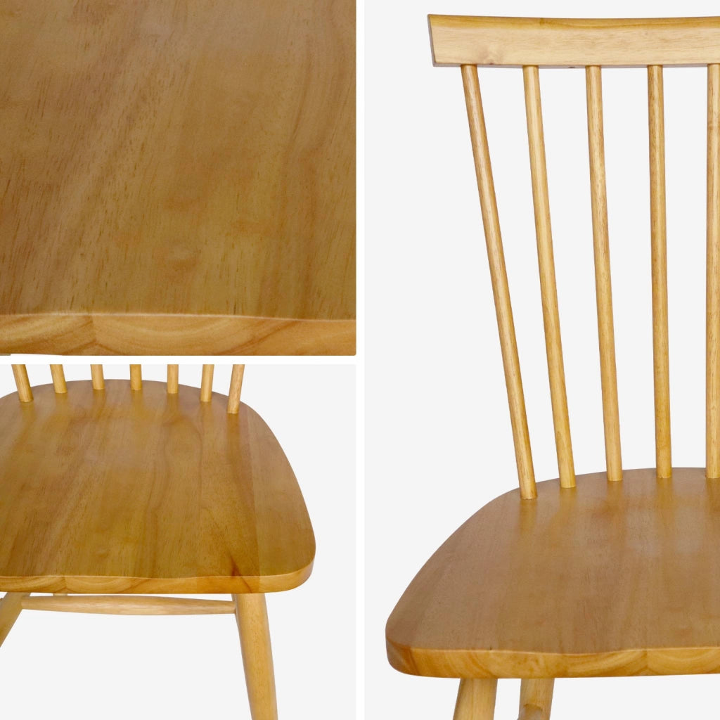Set di 4 sedie a doghe in legno di gomma naturale | sweeek