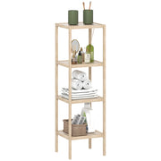Mobile Bagno Moderno a 4 Livelli Antiribaltamento in Bamb¨´, 33x31x110 cm, color Legno
