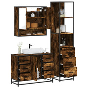Set Mobili da Bagno 3 pz Rovere Fumo in Legno Multistrato 3301172