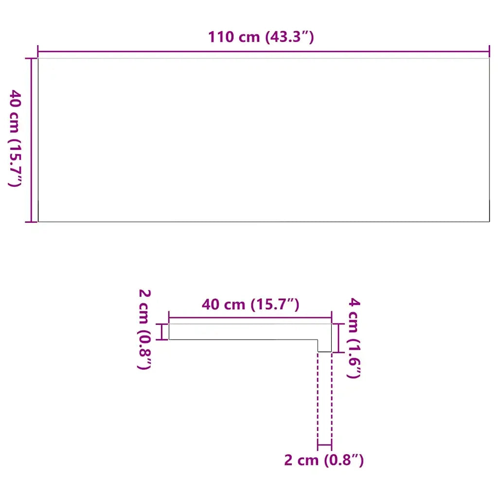 Davanzali 2 pz Marrone Scuro 110x40x2 cm Legno Massello Rovere