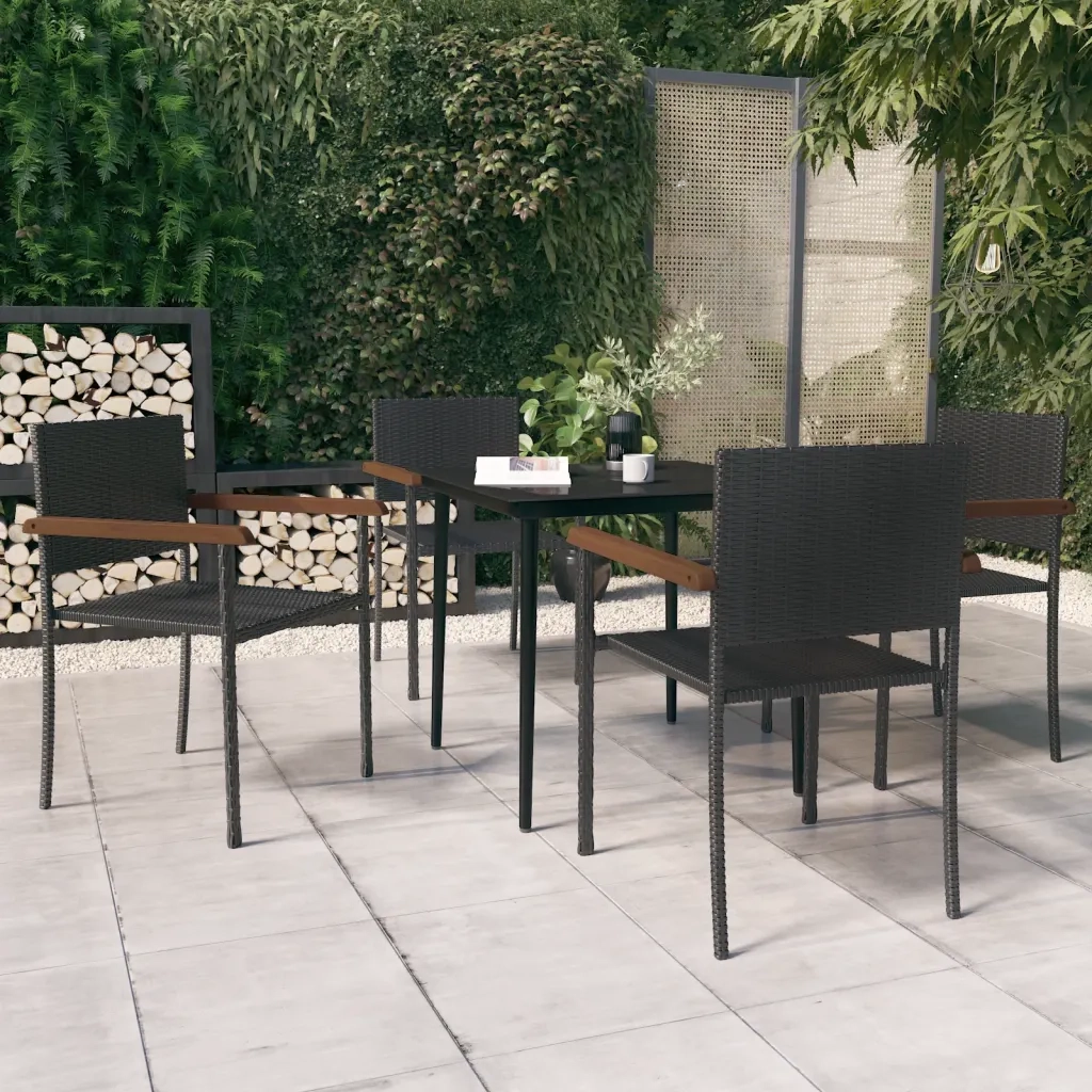 Set Mobili da Pranzo per Giardino 5 pz Nero cod mxl 41016