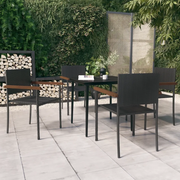 Set Mobili da Pranzo per Giardino 5 pz Nero cod mxl 41016