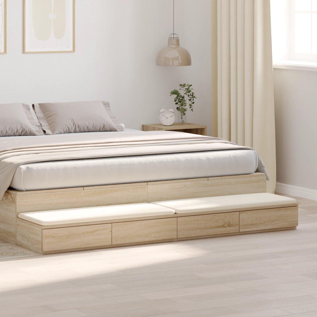 Cassetti per Letto  Rovere Sonoma 180x36,5x16,5 cm in Legno Ingegnerizzato