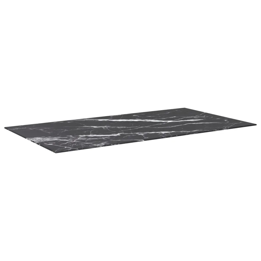 Piano Tavolo Nero 120x65 cm 8mm Vetro Temperato Design Marmo