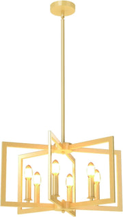 Lampadario a Sospensione a 6 Luci, Lampada a Sospensione Geometrica Moderna in Metallo Industriale con Altezza Regolabile, Lampada da Soffitto per Cucina, Salotto e Camera da Letto (Bronzo)