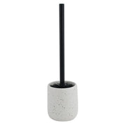Trade Shop - Porta Scopino Con Scopettino Nero Wc Bagno Ceramica Bianco Effetto Pietra Granito 87808 -