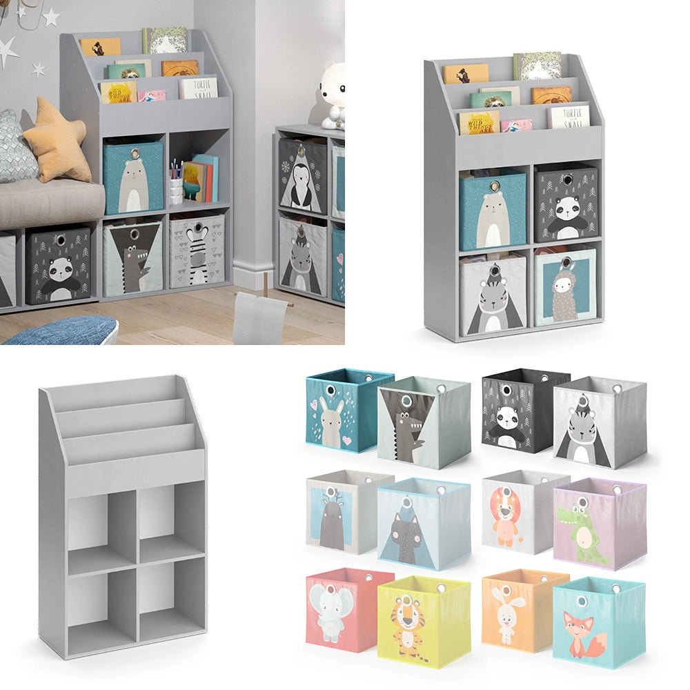 Vicco Libreria bambini Grigio 72 x 114.2 cm con 4 scatole pieghevoli