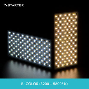 Instarter LED video light & camera light bi-color in formato tascabile I Potente 12 W come luce streaming dimmerabile e luce per cellulare I Batteria ricaricabile da 2 ore per foto