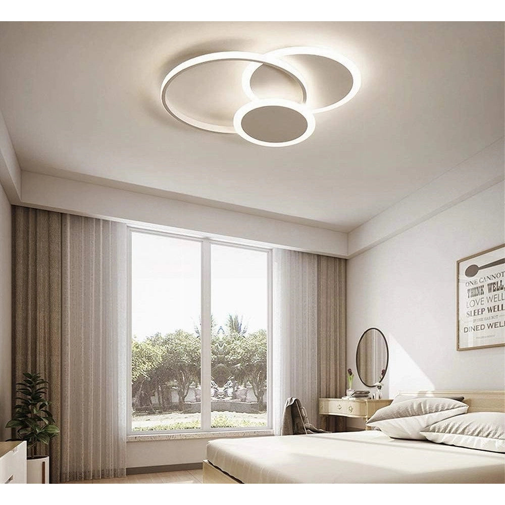 Trade Shop - Plafoniera Luce Naturale Led Cerchi 38w Lampadario Soffitto Bianco Moderno 50019 -