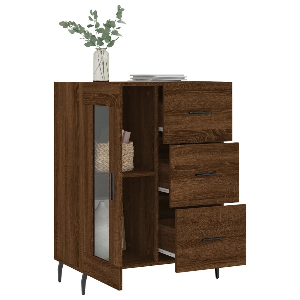 Credenza Rovere Marrone 69,5x34x90 cm in Legno Multistrato 828067