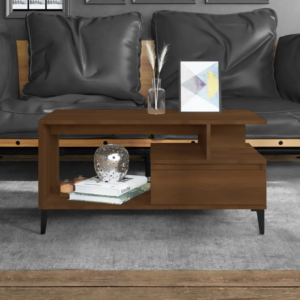 Tavolino salotto | Tavolino da caff¨¨ | Tavolino da Soggiorno Rovere Marrone 90x49x45 cm Legno Multistrato