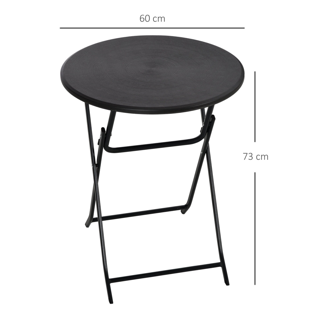 Tavolo da giardino bistrot pieghevole per 4 persone con piano effetto legno, per balcone e terrazza, grigio scuro