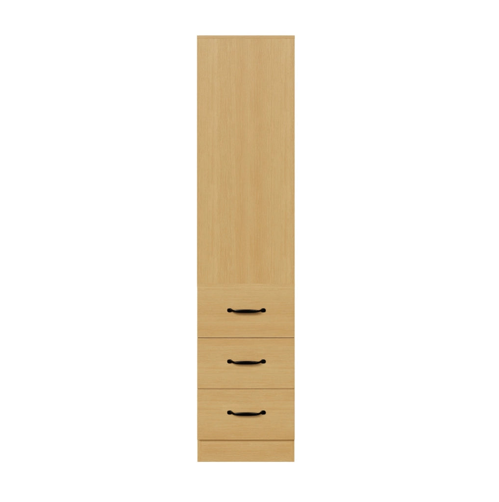 Libreria stretta in rovere 60x38x180 cm con 3 cassetti