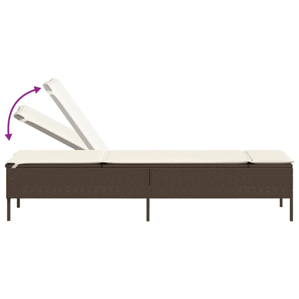 vidaXL Lettini Prendisole 2 pz con Cuscini Marrone in Polyrattan