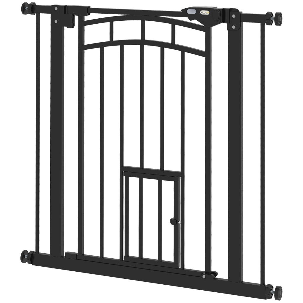 Barriera per animali porta chiusura automatica senza fori ¨C zephmum ¨C acciaio nero 74-80 cm