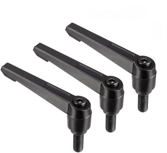 Flessibili 3 pezzi - Verstelbare spanne con pulsante - Lega di alluminio - M10 x 25 mm - Per macchine e apparecchiature - Viti a maniglia