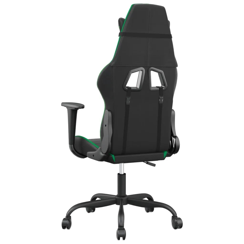 Sedia da Gaming | Sedia da e-sports Massaggiante Nero e Verde in Similpelle