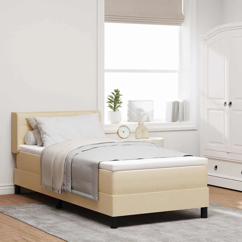 Letto a molle con testiera Crema 200 x 100 cm Tessuto 3341032