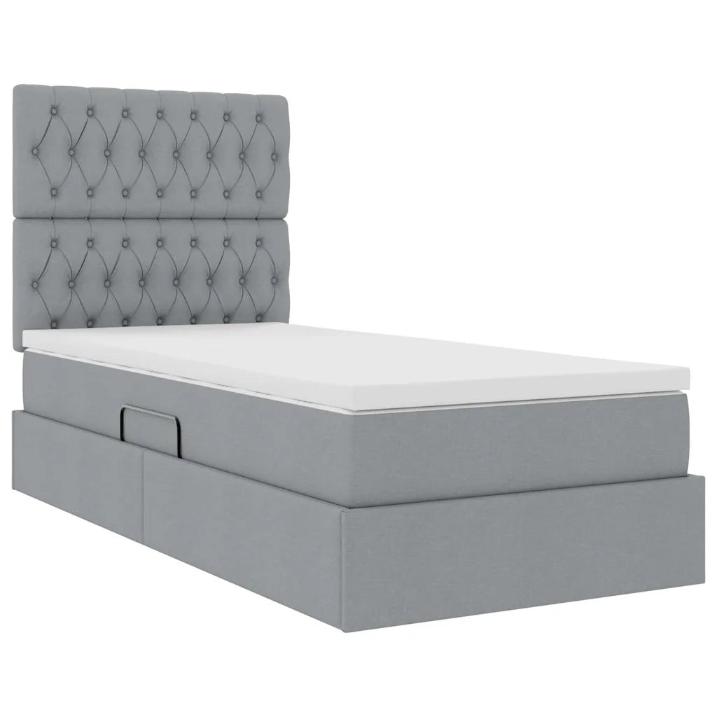 Letto con contenitore e materasso Grigio chiaro 90 x 200 cm