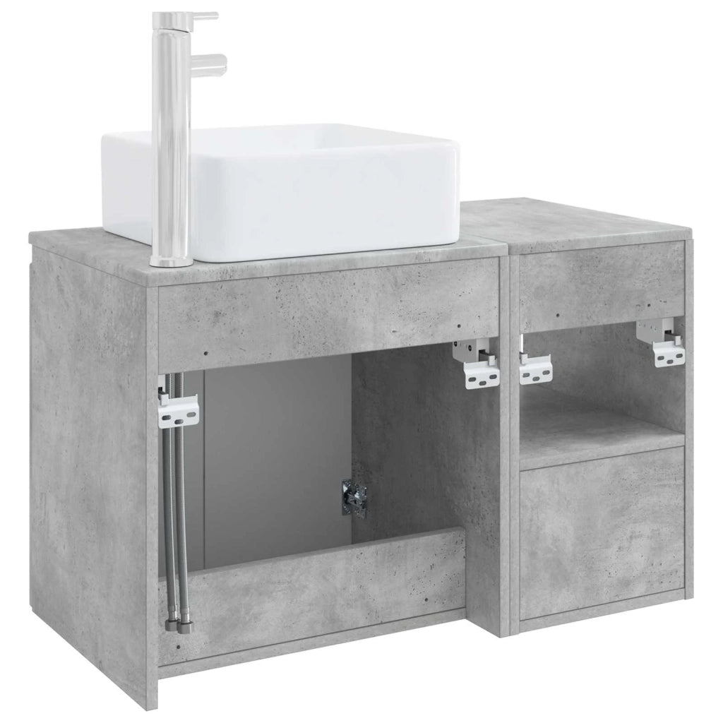 Set di mobili per il bagno 2 pz Grigio Cemento 3404067