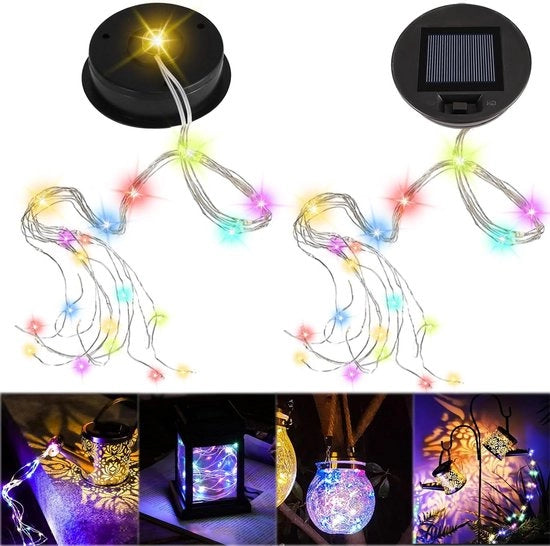 Sostituzione 2 pezzi di illuminazione solare top con illuminazione colorata per gettatore solare IP65 impermeabile box batteria solare pannello solare riserva per autoinstallazione - 80 caratteri