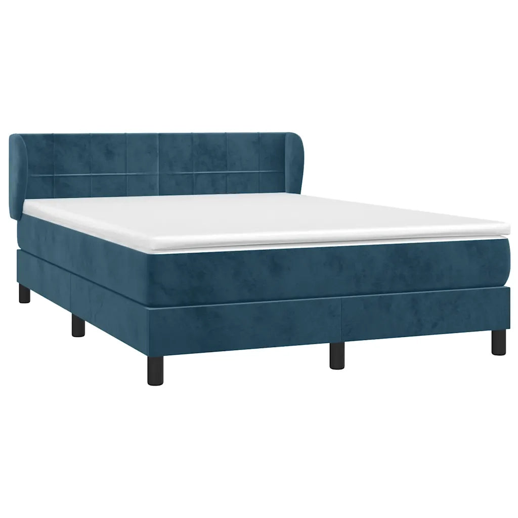 Giroletto a Molle con Materasso Blu Scuro 140x200 cm in Velluto 3127497