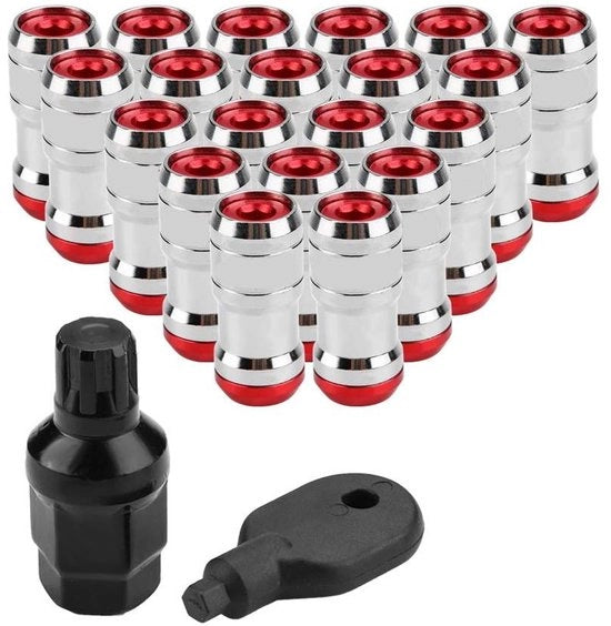 Lug Wiel Noten e Schroeffen per Ruote - Rosso - 60 Gradi - M12 x P1.5