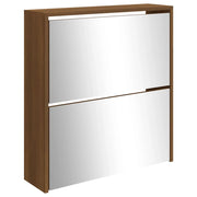 Scarpiera mobiletto portascarpe mobile ingresso/corridoio/soggiorno con specchio 2 livelli 63 x 17 x 67 cm marrone 02_0021894