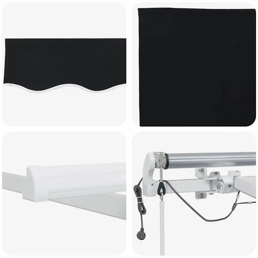 Tenda Retrattile Nero 400 × 350 cm Poliestere e Metallo 3330778