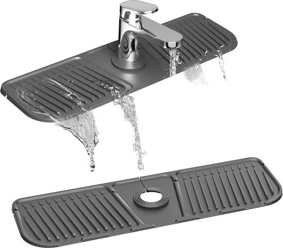 Matrice di protezione da sporcizia per cucina con contenitore per raccolta gocce in silicone, grigio