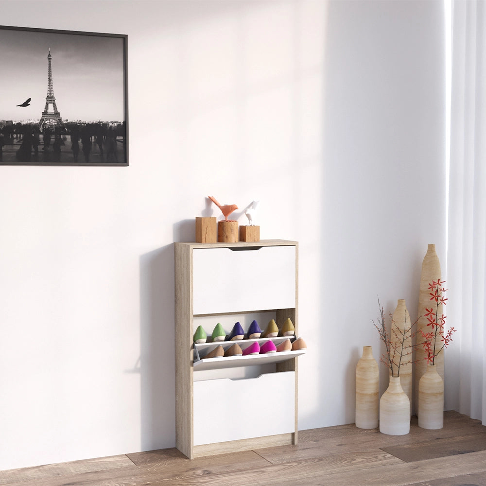 Vicco Scarpiera da ingresso Bianco/Sonoma 59 x 105 cm 3 scomparti