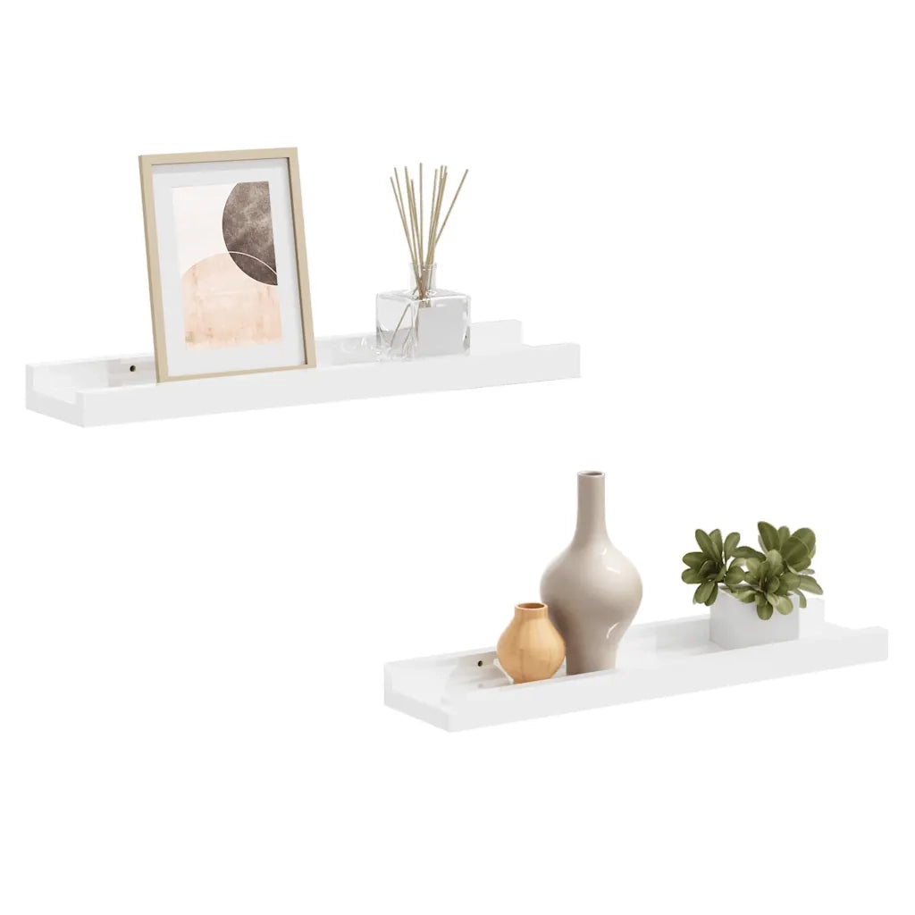 Mensole a Muro 2 pz Bianco Lucido 40x9x3 cm cod mxl 33706