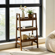 LIBRERIA A SCALA 3 RIPIANI 94x48x15 cm Legno massello Noce