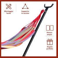 Amaca da Giardino Autoportante con Struttura in Acciaio e Cotone Multicolor, Custodia Inclusa