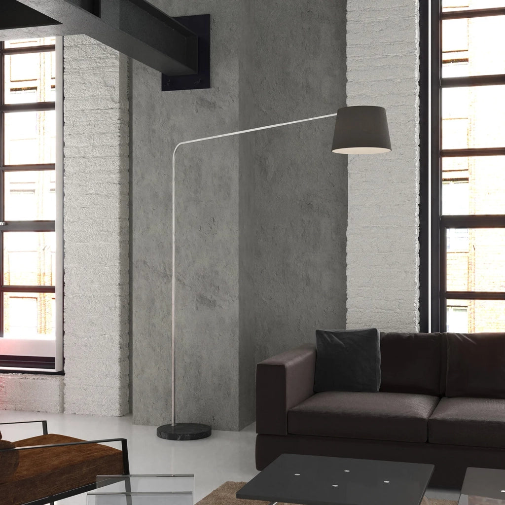 Piantana Contemporanea Corner Marmo Basso Nero Diffusore Nero 1 Luce E27