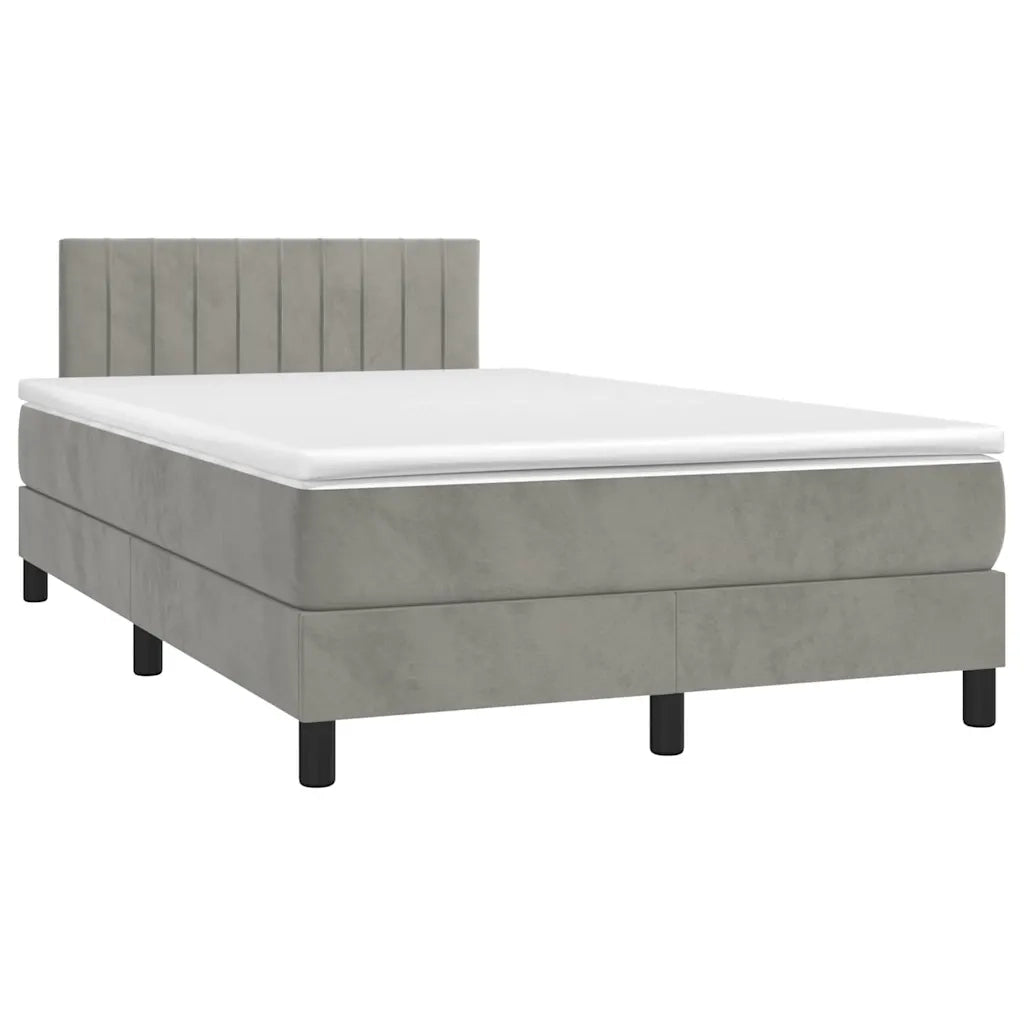 Letto a Molle con Materasso e LED Grigio Chiaro 120x190 cm Velluto 3270165