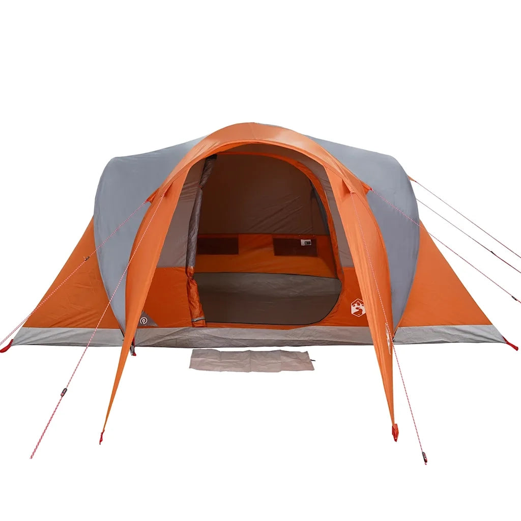 Tenda da Campeggio a Cupola 6 Persone-Tenda per Escursionismo Grigio e Arancione 831791