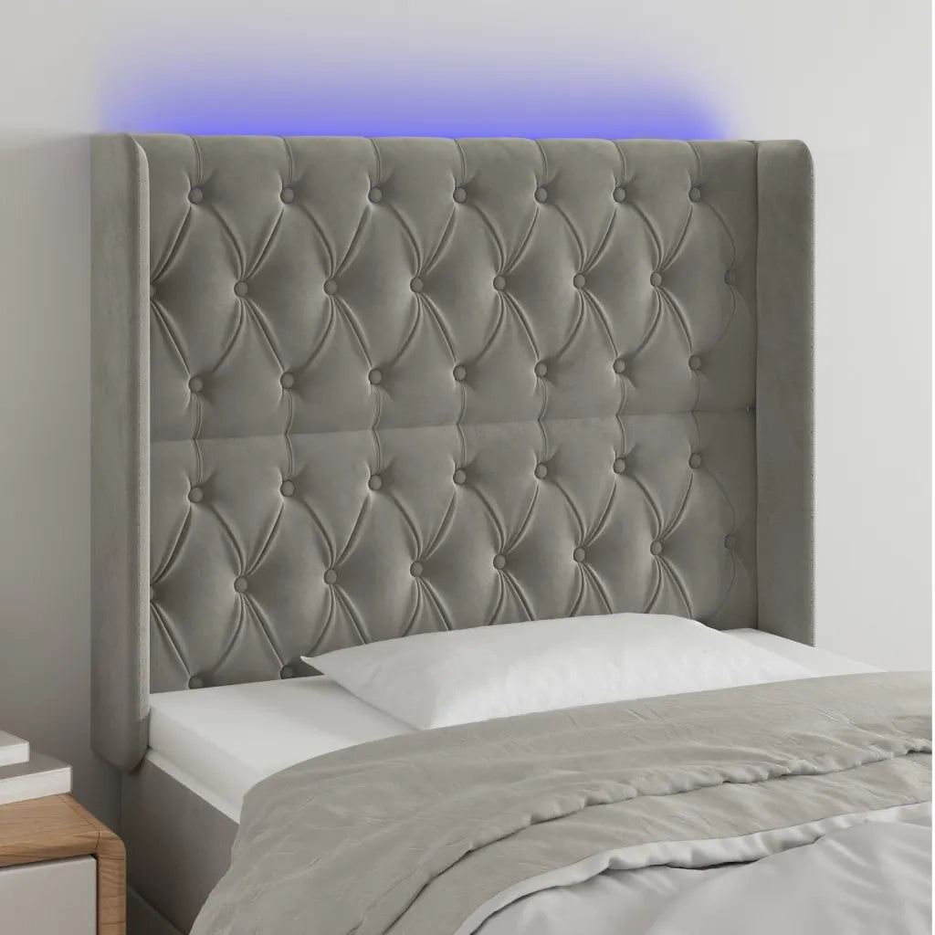 Testiera | Testata a LED Grigio Chiaro 93x16x118/128 cm in Velluto