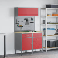 Set di mobili da lavoro con cassetto con blocco 5 pcs Rosso 3321427